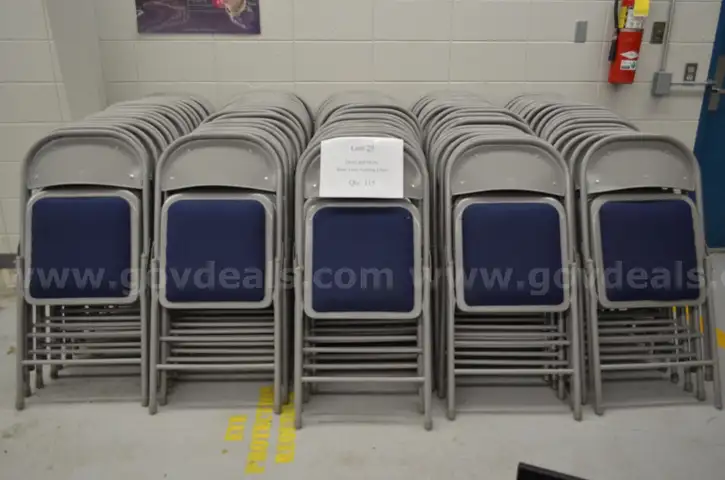 Lot#29 Blue/Gray Folding Chairs QTY-115  SOLD AS IS