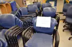 Lot#30 Blue with Black Arms Chairs Qty - 52 SOLD AS IS