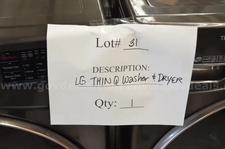 Lot#31 LG ThinQ Washer &#x26; Dryer Set SOLD AS IS