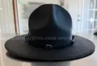 Campaign Straw Triple Black Hat 7-1/8 Milan Regular Trooper Style The Lawman