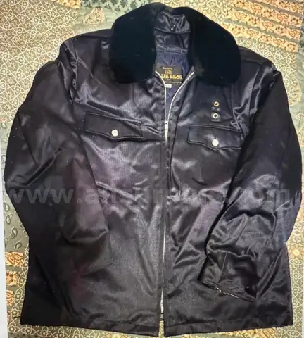 Free Shipping Vintage Allie Bros 44R Police Fire Black Jacket Weather Resistant Sherpa Collar