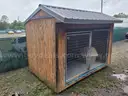 8&#x27; X 11&#x27; Dog Kennel with Igloo Dog House and Mat