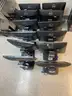 Lot of computer monitors, workstations, and keyboards - Used