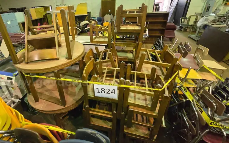 4 Wooden Tables 28 chairs