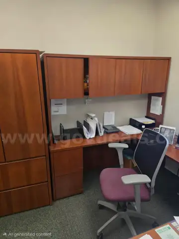 Complete office desk and cabinet set