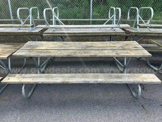 (Lot 2 of 3) Three Wooden &#x26; Metal Picnic Tables