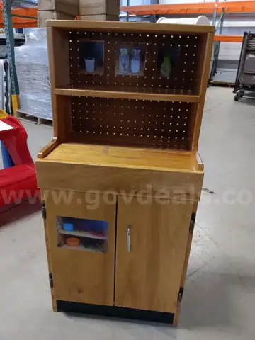 4 wooden children&#x27;s play kitchen or hutch cabinet