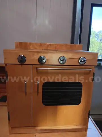 4 wooden toy kitchen stove,