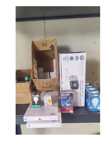 Numerous light bulbs and light fixtures.