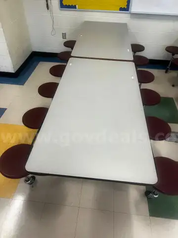 Lot of 9 Dining Room Tables with attached stools/chairs