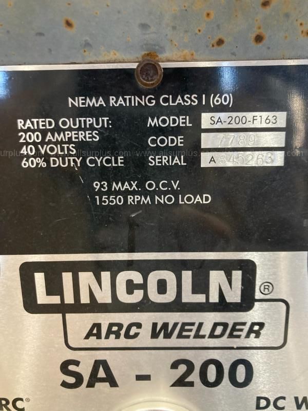 1978 Lincoln Arc Welder SA-200-F163, No Leads, Used, Qty 1