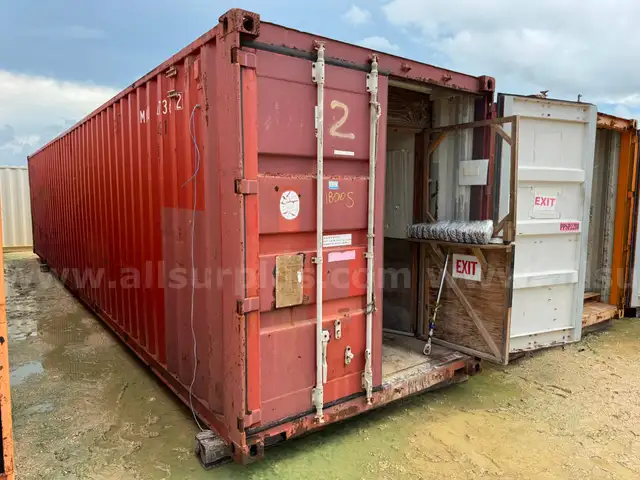 Shipping Container, 40ft, W/ Contents, Tool Shed, Year 1998, Qty 1