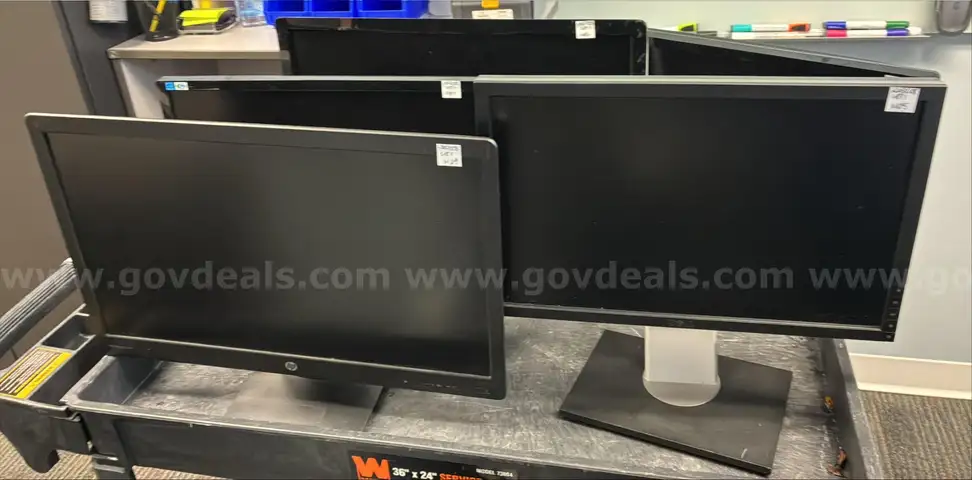 9 Monitors, 8 HP Desktops, 5 HP Laptops, Cameras and Accessories, 4 APC UPS, 2 HP Docking Stations