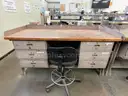 Industrial Woodtop Workstations, ULINE, w/ Chairs, Qty 18 Stations, Qty 27 Chairs
