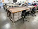 Industrial Woodtop Workstations, ULINE, w/ Chairs, Qty 18 Stations, Qty 27 Chairs