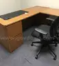 Used wood desk set with file cabinet and chair. (FR206/214)