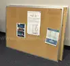 2 used pushpin boards, 1 pushpin locking cabinet and 1 wood dry erase/push pin board. (FR206)