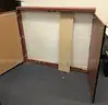 2 used pushpin boards, 1 pushpin locking cabinet and 1 wood dry erase/push pin board. (FR206)