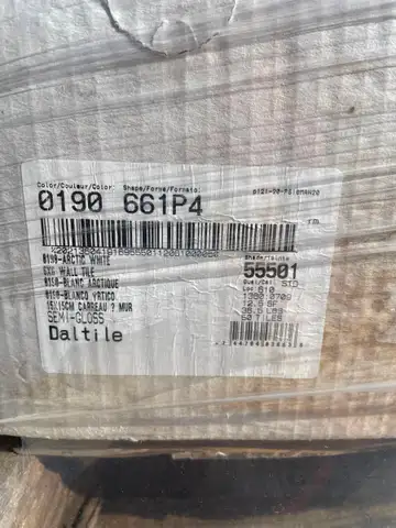 (24) case approximately Daltile semi-gloss artic white ceramic tiles 6inx6in 50 pcs per case