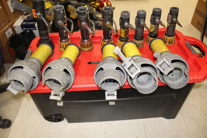 Lot of Fire Hose Nozzles and Foam Aeration Tubes