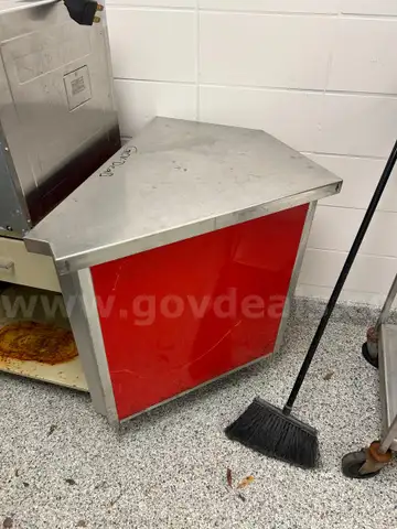 Small stainless steel serving line table