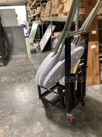 Three (3) Folding Cocktail Tables &#x26; Metal Cart