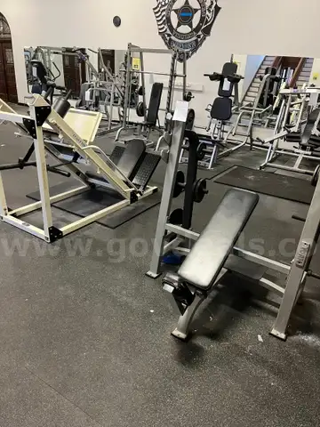 Lot 11 Leg/Shoulder Press and Incline Bench with Weights