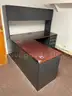 L-Shaped Metal Desk with Metal Topper and Metal Drawers