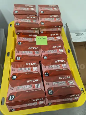 Lot of 28 boxes of 10 Cassette Tapes - TDK Superior Normal Bias D90