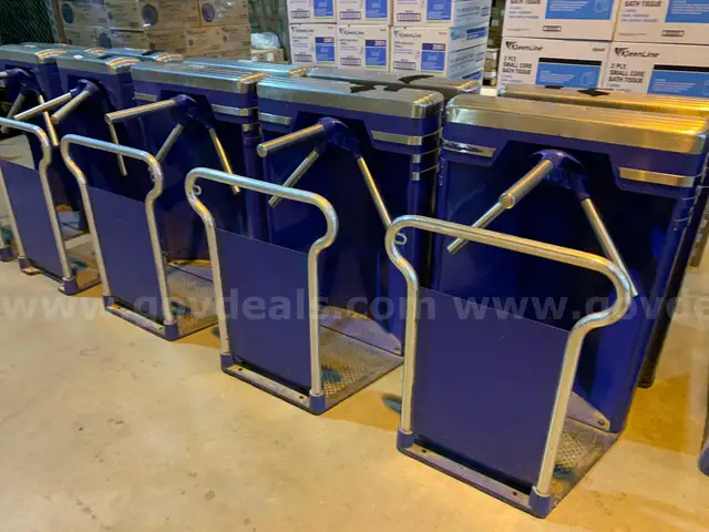 Perey Turnstiles with trash cans