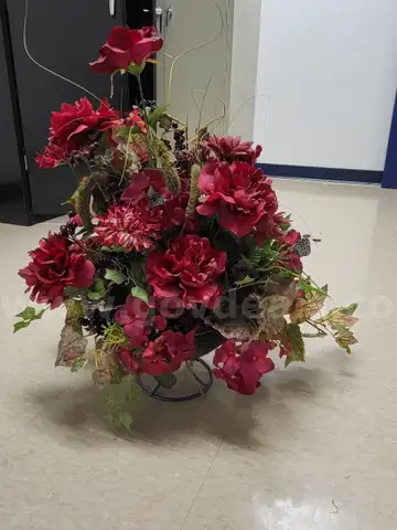 Flower Arrangement in Metal Basket