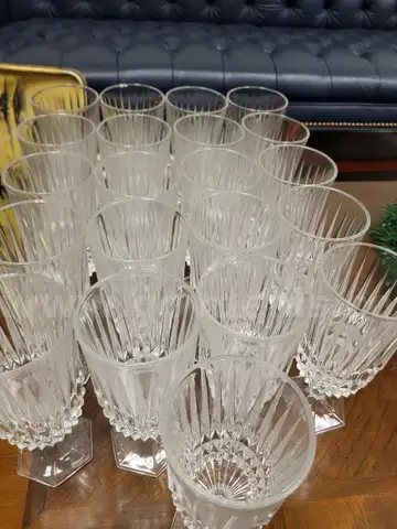 VINTAGE Heavy Crystal Stemware 7&#x22; TALL, QTY 21