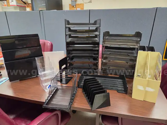 Misc Office Items - Plastic Trays/Metal Book Ends/Misc Items