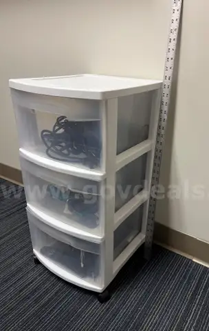 Lot of 4 Plastic 3-Drawer Organizers (NOTE - PICKUP AT CARMI, IL CAMPUS)