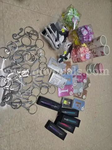 Lot of New Trinkets luggage tags, key chains, pens, misc)