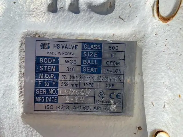 HS Valve Size 6&#x201D; Class 600 Trunnion Mounted Ball Valve