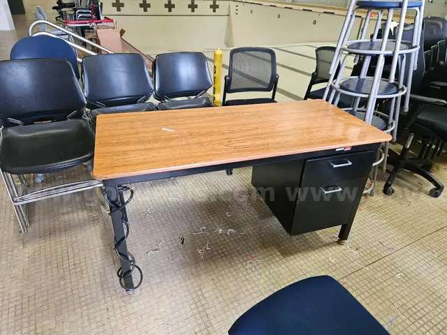 Metal Desk with wood top