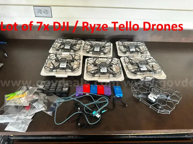 LOT of 7 DJI / Ryze Tello Drones +  Accessories