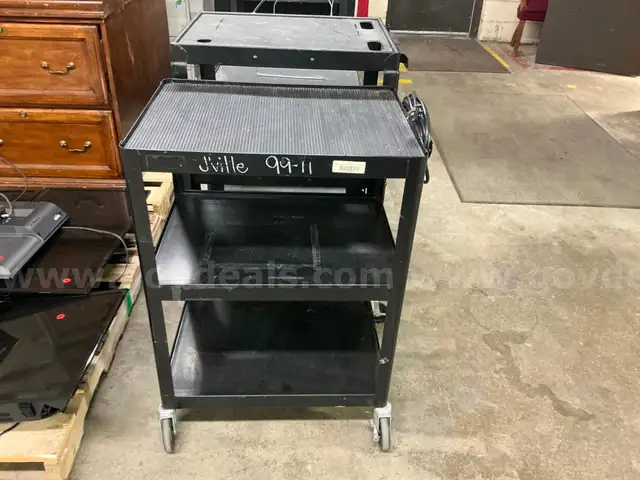 Five metal carts