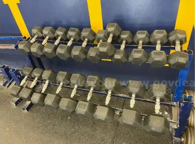 LOT of 30-50lb Dumbbells w/ Rack