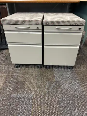 Pair of 2 Drawer Mobile Pedestal File Cabinet with Cushion