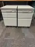 Pair of 2 Drawer Mobile Pedestal File Cabinet with Cushion