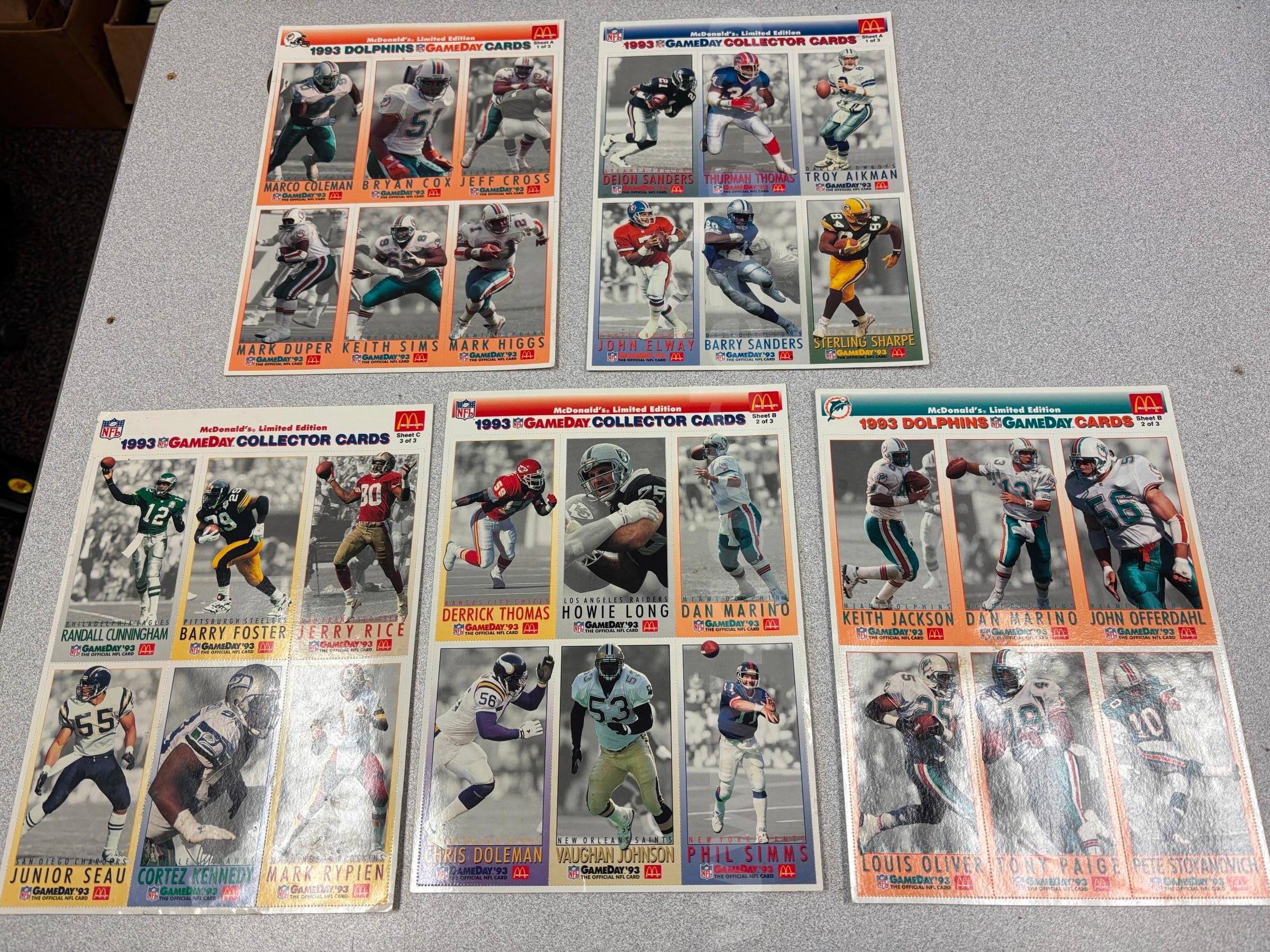 Football Cards - McDonalds Gameday Collection - Five Sheets