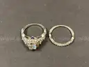 Bridal Set - Two Sterling Silver Rings with Clear Stones