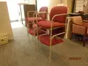 LOT OF 5 BURGUNDY RECEPTION CHAIRS