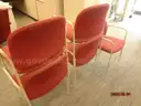LOT OF 5 BURGUNDY RECEPTION CHAIRS