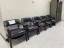 Blue leather office chairs