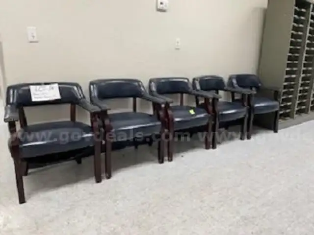 Blue leather office chairs