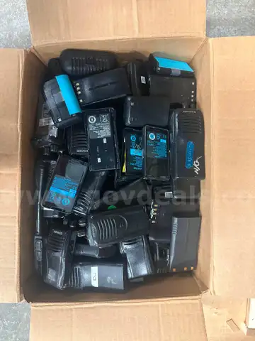 Box of Assorted Radios &#x26; Batteries