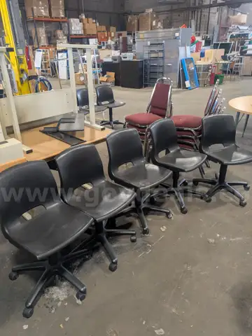 5 Adjustable Student chairs on wheels